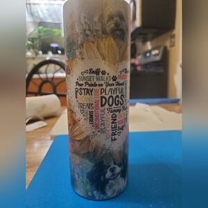 Playful Dogs Floral Stainless Tumbler - Multicolor